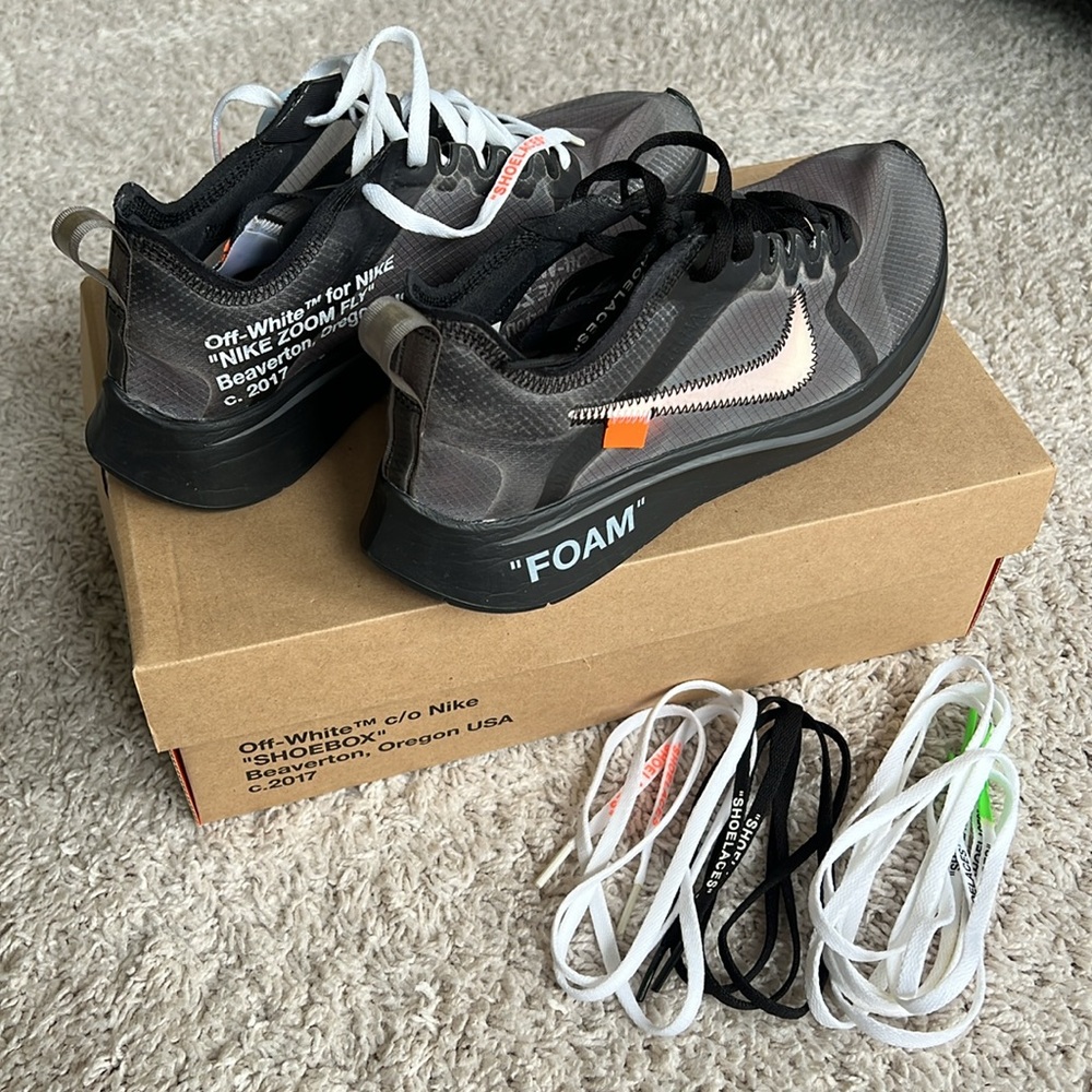 Nike x Off-White Zoom Fly Sneakers - Black & White - Women’s 9/Mens 7.5